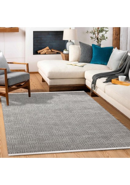 Gri Geometrik Modern Etnik Desenli Halı | Makinada Yıkanabilir | Hav Toz Vermez | Leke Tutmayaz | Kaymaz Taban | Dijital Makine Baskı | Salon Yolluk Mutfak Halısı modelleri