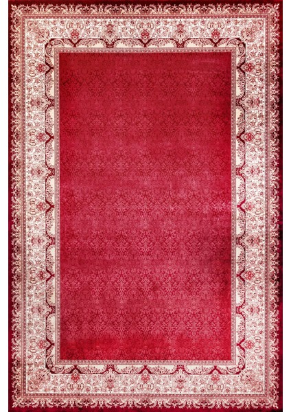Bordo Çerçeveli Modern Etnik Desenli Halı | Makinada Yıkanabilir | Hav Toz Vermez | Leke Tutmayaz | Kaymaz Taban | Dijital Makine Baskı | Salon Yolluk Mutfak Halısı