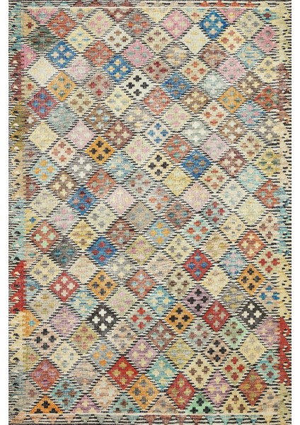 Bej Geometrik Modern Etnik Desenli Halı | Makinada Yıkanabilir | Hav Toz Vermez | Leke Tutmayaz | Kaymaz Taban | Dijital Makine Baskı | Salon Yolluk Mutfak Halısı