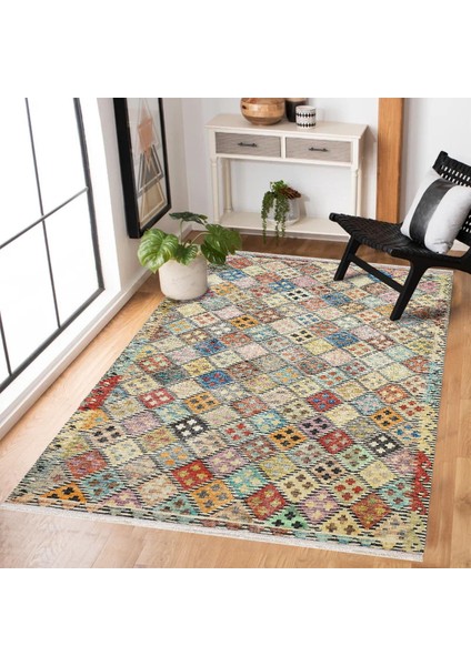 Bej Geometrik Modern Etnik Desenli Halı | Makinada Yıkanabilir | Hav Toz Vermez | Leke Tutmayaz | Kaymaz Taban | Dijital Makine Baskı | Salon Yolluk Mutfak Halısı modelleri