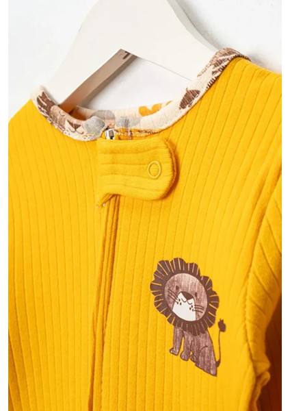 %100 Pamuk 9-12-18 Ay Organik Aslan 3'lü Patiksiz Manşetli Tulum (Kız Erkek Bebek Çocuk) modelleri