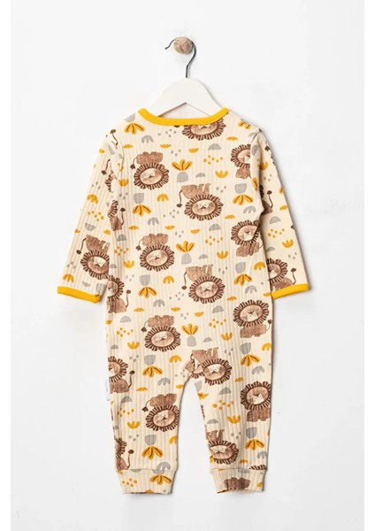 %100 Pamuk 9-12-18 Ay Organik Aslan 3'lü Patiksiz Manşetli Tulum (Kız Erkek Bebek Çocuk) fırsatları