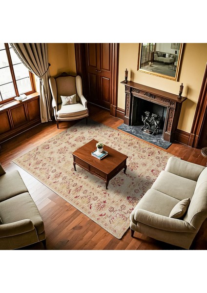 Krem Bordürlü Modern Etnik Desenli Halı | Makinada Yıkanabilir | Hav Toz Vermez | Leke Tutmayaz | Kaymaz Taban | Dijital Makine Baskı | Salon Yolluk Mutfak Halısı fırsatları