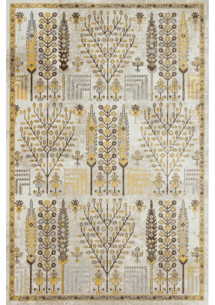 Krem Etnik Modern Etnik Desenli Halı | Makinada Yıkanabilir | Hav Toz Vermez | Leke Tutmayaz | Kaymaz Taban | Dijital Makine Baskı | Salon Yolluk Mutfak Halısı