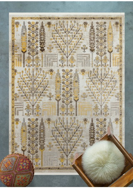 Krem Etnik Modern Etnik Desenli Halı | Makinada Yıkanabilir | Hav Toz Vermez | Leke Tutmayaz | Kaymaz Taban | Dijital Makine Baskı | Salon Yolluk Mutfak Halısı modelleri