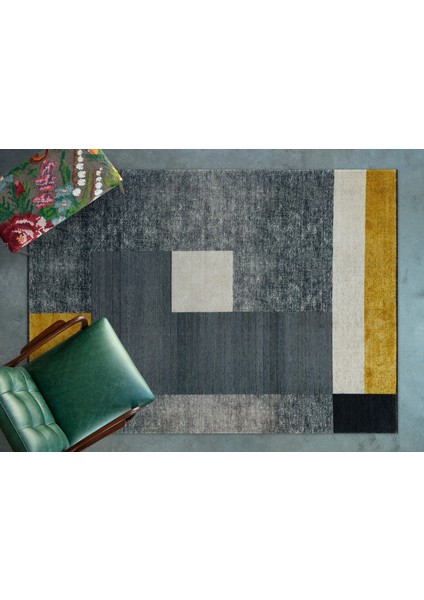 Antrasit Geometrik Modern Etnik Desenli Halı | Makinada Yıkanabilir | Hav Toz Vermez | Leke Tutmayaz | Kaymaz Taban | Dijital Makine Baskı | Salon Yolluk Mutfak Halısı modelleri