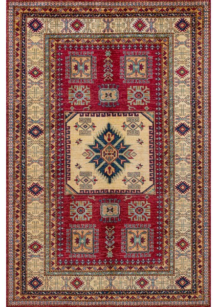 Bordo Bordürlü Modern Etnik Desenli Halı | Makinada Yıkanabilir | Hav Toz Vermez | Leke Tutmayaz | Kaymaz Taban | Dijital Makine Baskı | Salon Yolluk Mutfak Halısı