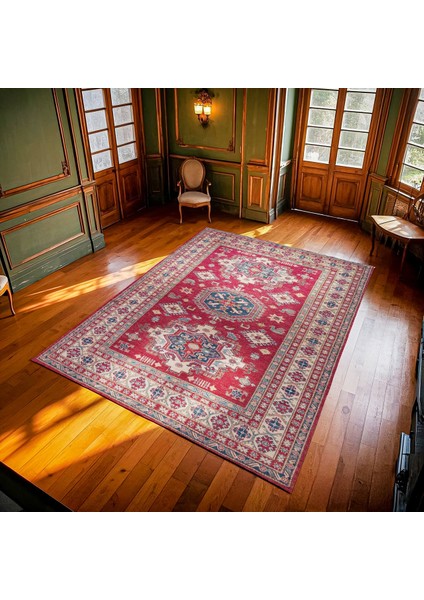 Kırmızı Madalyon Modern Etnik Desenli Halı | Makinada Yıkanabilir | Hav Toz Vermez | Leke Tutmayaz | Kaymaz Taban | Dijital Makine Baskı | Salon Yolluk Mutfak Halısı modelleri