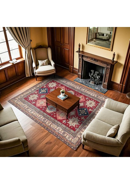 Kırmızı Madalyon Modern Etnik Desenli Halı | Makinada Yıkanabilir | Hav Toz Vermez | Leke Tutmayaz | Kaymaz Taban | Dijital Makine Baskı | Salon Yolluk Mutfak Halısı fiyatları