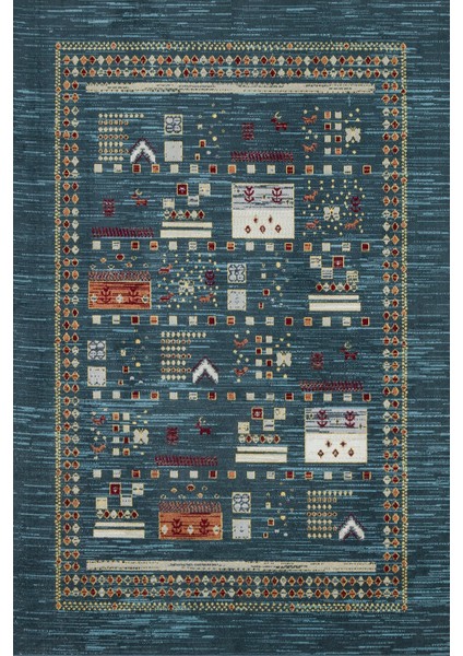 Mavi Etnik Modern Etnik Desenli Halı | Makinada Yıkanabilir | Hav Toz Vermez | Leke Tutmayaz | Kaymaz Taban | Dijital Makine Baskı | Salon Yolluk Mutfak Halısı modelleri