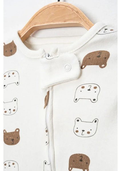 %100 Pamuk 9-12-18 Ay Renkli Ayı Baskı 3'lü Patiksiz Manşetli Tulum (Kız Erkek Bebek Çocuk) indirimleri