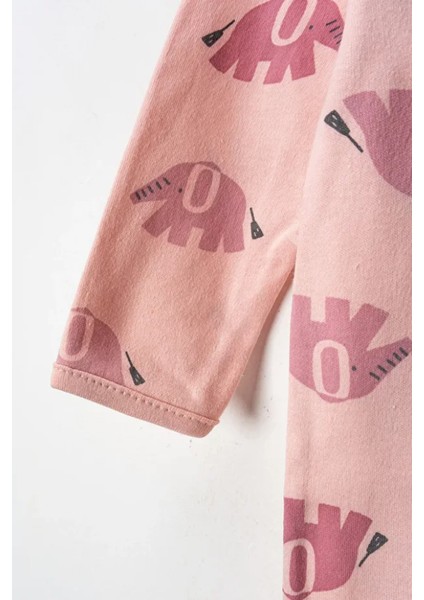 %100 Pamuk 9-12-18 Ay Kaktüs Çiçek 3'lü Patiksiz Manşetli Tulum (Kız Erkek Bebek Çocuk)