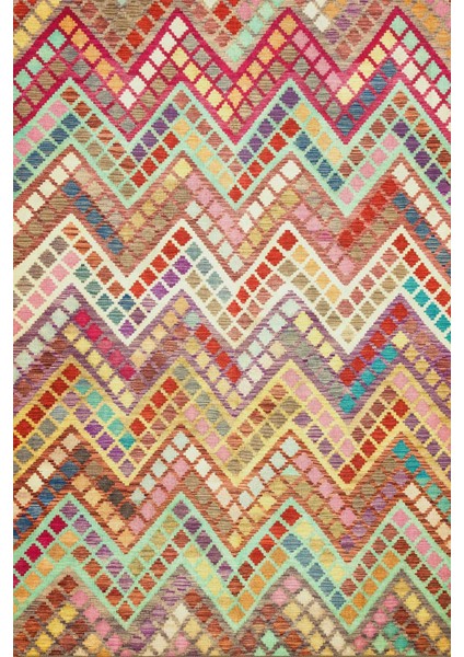 Renkli Geometrik Modern Etnik Desenli Halı | Makinada Yıkanabilir | Hav Toz Vermez | Leke Tutmayaz | Kaymaz Taban | Dijital Makine Baskı | Salon Yolluk Mutfak Halısı