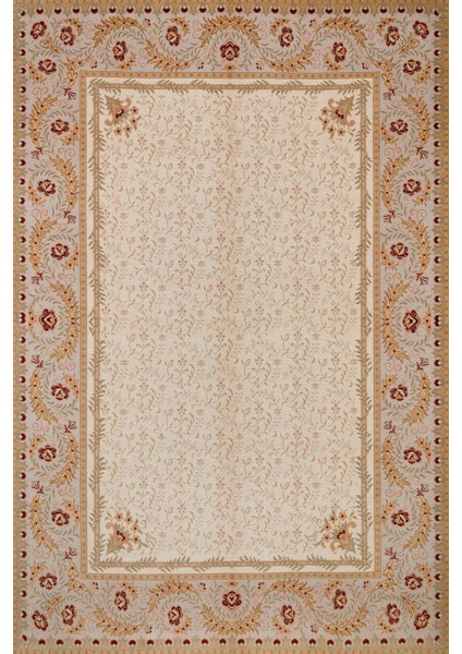 Krem Çiçekli Modern Etnik Desenli Halı | Makinada Yıkanabilir | Hav Toz Vermez | Leke Tutmayaz | Kaymaz Taban | Dijital Makine Baskı | Salon Yolluk Mutfak Halısı