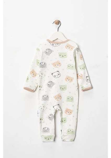 %100 Pamuk 9-12-18 Panda Organik 3'lü Patiksiz Manşetli Tulum (Kız Erkek Bebek Çocuk) indirimleri