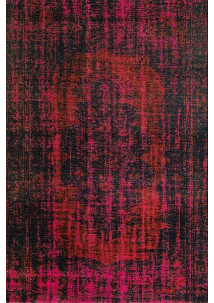 Kırmızı Soyut Modern Etnik Desenli Halı | Makinada Yıkanabilir | Hav Toz Vermez | Leke Tutmayaz | Kaymaz Taban | Dijital Makine Baskı | Salon Yolluk Mutfak Halısı