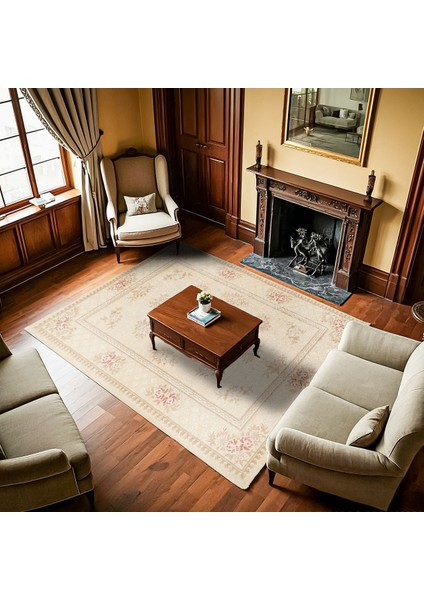 Krem Çiçekli Modern Etnik Desenli Halı | Makinada Yıkanabilir | Hav Toz Vermez | Leke Tutmayaz | Kaymaz Taban | Dijital Makine Baskı | Salon Yolluk Mutfak Halısı fiyatları