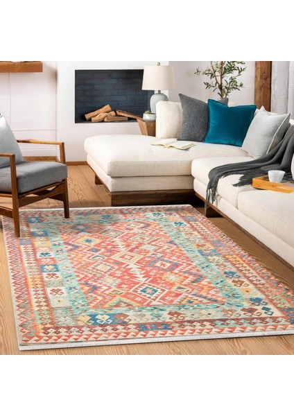 Kırmızı Etnik Modern Etnik Desenli Halı | Makinada Yıkanabilir | Hav Toz Vermez | Leke Tutmayaz | Kaymaz Taban | Dijital Makine Baskı | Salon Yolluk Mutfak Halısı fiyatları