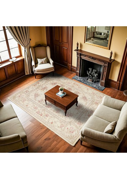 Krem Çiçekli Modern Etnik Desenli Halı | Makinada Yıkanabilir | Hav Toz Vermez | Leke Tutmayaz | Kaymaz Taban | Dijital Makine Baskı | Salon Yolluk Mutfak Halısı fiyatları