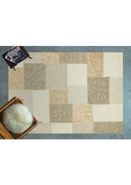 Krem Patchwork Modern Etnik Desenli Halı | Makinada Yıkanabilir | Hav Toz Vermez | Leke Tutmayaz | Kaymaz Taban | Dijital Makine Baskı | Salon Yolluk Mutfak Halısı modelleri