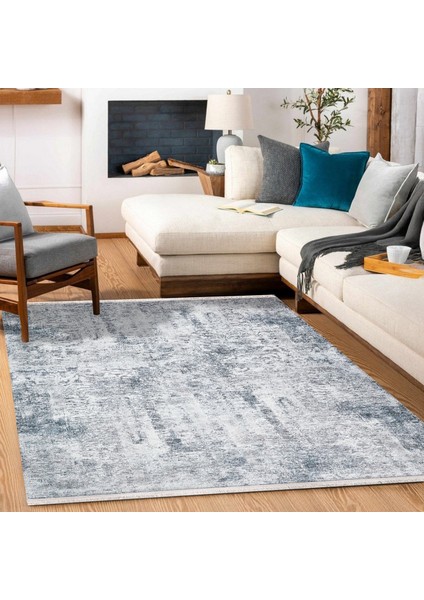 Koyu Mavi Soyut Modern Etnik Desenli Halı | Makinada Yıkanabilir | Hav Toz Vermez | Leke Tutmayaz | Kaymaz Taban | Dijital Makine Baskı | Salon Yolluk Mutfak Halısı fiyatları