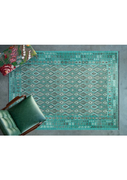 Turkuaz Etnik Modern Etnik Desenli Halı | Makinada Yıkanabilir | Hav Toz Vermez | Leke Tutmayaz | Kaymaz Taban | Dijital Makine Baskı | Salon Yolluk Mutfak Halısı fiyatları