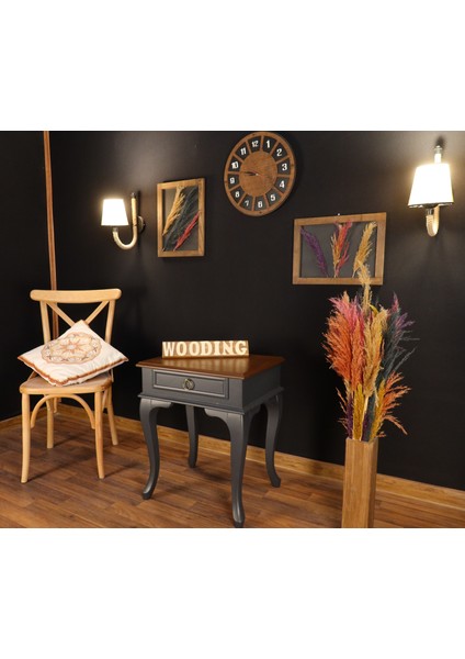 Çekmeceli Masif Antrasit Ceviz Komodin - Yan Sehpa fiyatları