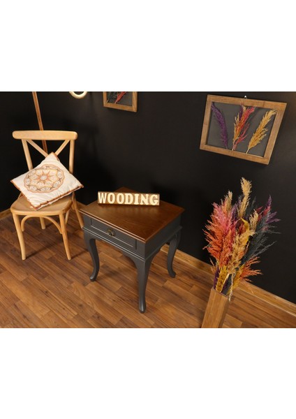 Çekmeceli Masif Antrasit Ceviz Komodin - Yan Sehpa indirimleri