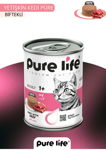 Purelife Pate Sığır Etli Yetişkin Kedi Konserve Mama 400GR fiyatları