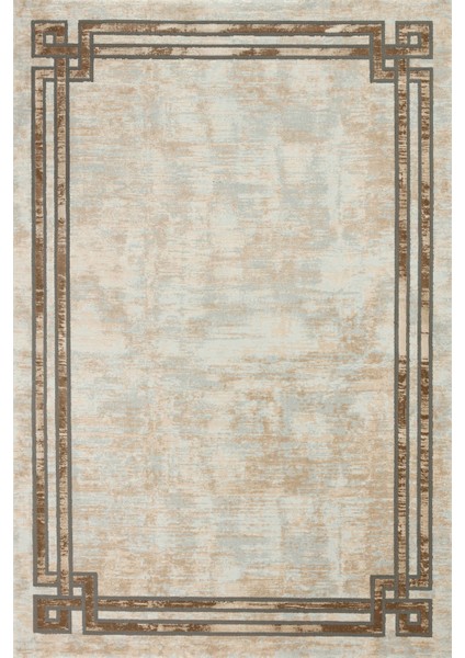 Krem Çerçeveli Modern Etnik Desenli Halı | Makinada Yıkanabilir | Hav Toz Vermez | Leke Tutmayaz | Kaymaz Taban | Dijital Makine Baskı | Salon Yolluk Mutfak Halısı