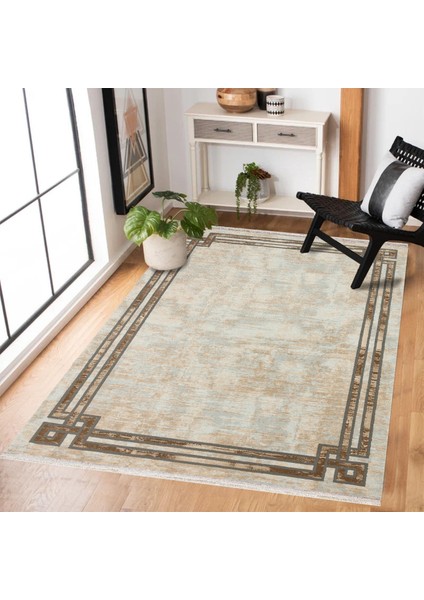 Krem Çerçeveli Modern Etnik Desenli Halı | Makinada Yıkanabilir | Hav Toz Vermez | Leke Tutmayaz | Kaymaz Taban | Dijital Makine Baskı | Salon Yolluk Mutfak Halısı fiyatları