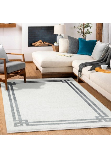 Siyah Çerçeveli Modern Etnik Desenli Halı | Makinada Yıkanabilir | Hav Toz Vermez | Leke Tutmayaz | Kaymaz Taban | Dijital Makine Baskı | Salon Yolluk Mutfak Halısı modelleri