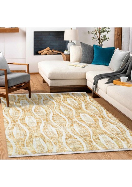 Sarı Geometrik Modern Etnik Desenli Halı | Makinada Yıkanabilir | Hav Toz Vermez | Leke Tutmayaz | Kaymaz Taban | Dijital Makine Baskı | Salon Yolluk Mutfak Halısı fiyatları