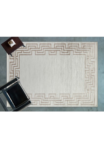 Kahverengi Çerçeveli Modern Etnik Desenli Halı | Makinada Yıkanabilir | Hav Toz Vermez | Leke Tutmayaz | Kaymaz Taban | Dijital Makine Baskı | Salon Yolluk Mutfak Halısı modelleri
