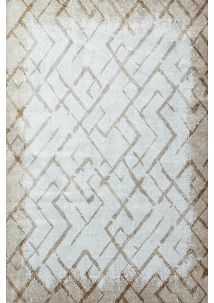 Krem Geometrik Modern Etnik Desenli Halı | Makinada Yıkanabilir | Hav Toz Vermez | Leke Tutmayaz | Kaymaz Taban | Dijital Makine Baskı | Salon Yolluk Mutfak Halısı