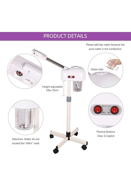 Ozonlu Buhar Makinesi, Ayaklı, Dokunmatik Ekran, Beyaz, Güçlü ve Pratik Kullanım fiyatları