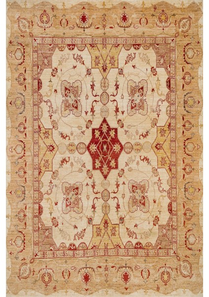 Krem Göbekli Modern Etnik Desenli Halı | Makinada Yıkanabilir | Hav Toz Vermez | Leke Tutmayaz | Kaymaz Taban | Dijital Makine Baskı | Salon Yolluk Mutfak Halısı