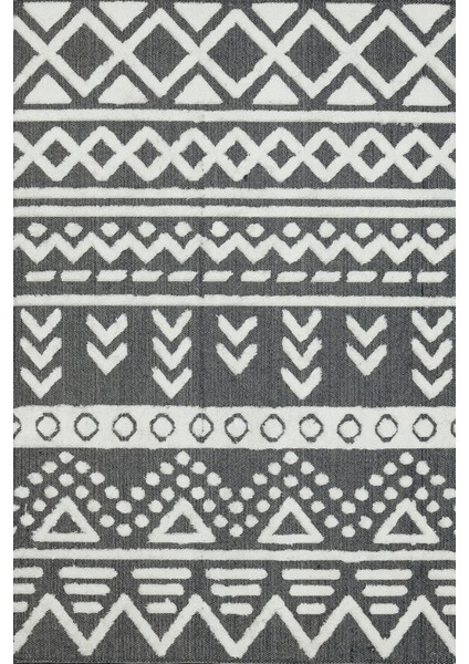 Siyah Etnik Modern Etnik Desenli Halı | Makinada Yıkanabilir | Hav Toz Vermez | Leke Tutmayaz | Kaymaz Taban | Dijital Makine Baskı | Salon Yolluk Mutfak Halısı