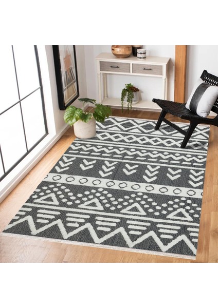 Siyah Etnik Modern Etnik Desenli Halı | Makinada Yıkanabilir | Hav Toz Vermez | Leke Tutmayaz | Kaymaz Taban | Dijital Makine Baskı | Salon Yolluk Mutfak Halısı fiyatları