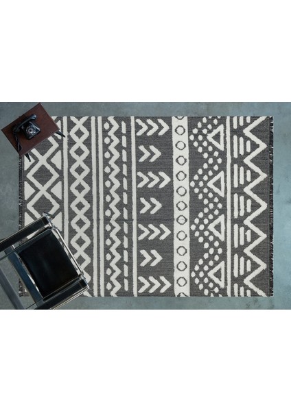 Siyah Etnik Modern Etnik Desenli Halı | Makinada Yıkanabilir | Hav Toz Vermez | Leke Tutmayaz | Kaymaz Taban | Dijital Makine Baskı | Salon Yolluk Mutfak Halısı modelleri