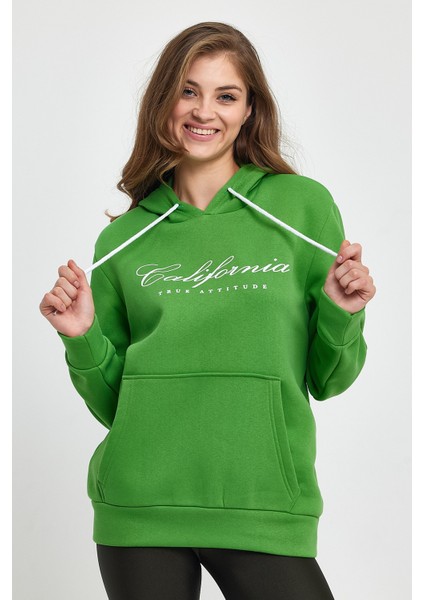 Süperlife Kadın Kapşonlu Rahat Kalıp Içi Polarlı 3 Iplik Californıa Baskılı Swetashırt SPR24SWK03 modelleri