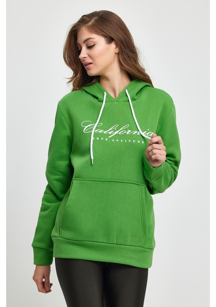 Süperlife Kadın Kapşonlu Rahat Kalıp Içi Polarlı 3 Iplik Californıa Baskılı Swetashırt SPR24SWK03 fırsatları