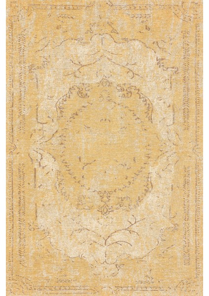 Sarı Göbekli Modern Etnik Desenli Halı | Makinada Yıkanabilir | Hav Toz Vermez | Leke Tutmayaz | Kaymaz Taban | Dijital Makine Baskı | Salon Yolluk Mutfak Halısı