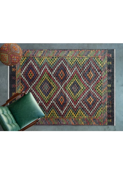 Siyah Geometrik Modern Etnik Desenli Halı | Makinada Yıkanabilir | Hav Toz Vermez | Leke Tutmayaz | Kaymaz Taban | Dijital Makine Baskı | Salon Yolluk Mutfak Halısı modelleri
