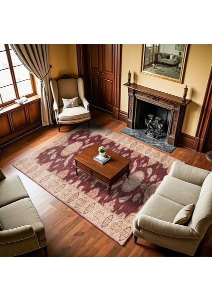 Bordo Madalyon Modern Etnik Desenli Halı | Makinada Yıkanabilir | Hav Toz Vermez | Leke Tutmayaz | Kaymaz Taban | Dijital Makine Baskı | Salon Yolluk Mutfak Halısı fiyatları