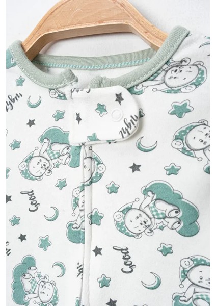 %100 Pamuk 9-12-18 Ay Yeşil Organik Ayı 3'lü Patiksiz Manşetli Tulum (Kız Erkek Bebek Çocuk) fırsatları