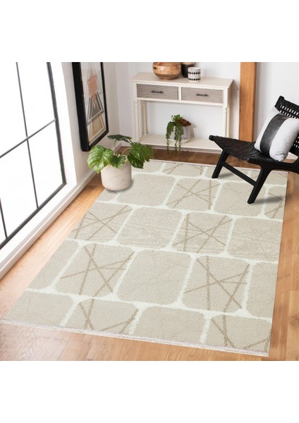 Krem Geometrik Modern Etnik Desenli Halı | Makinada Yıkanabilir | Hav Toz Vermez | Leke Tutmayaz | Kaymaz Taban | Dijital Makine Baskı | Salon Yolluk Mutfak Halısı modelleri