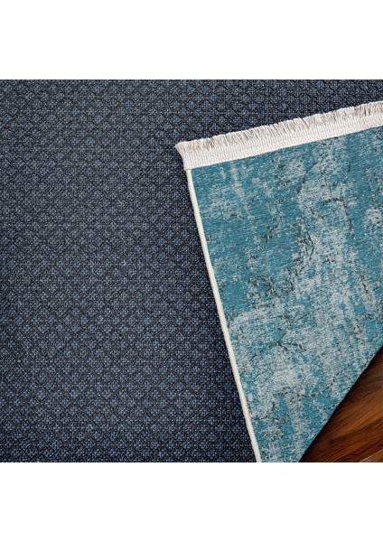 Mavi Göbekli Modern Etnik Desenli Halı | Makinada Yıkanabilir | Hav Toz Vermez | Leke Tutmayaz | Kaymaz Taban | Dijital Makine Baskı | Salon Yolluk Mutfak Halısı fırsatları