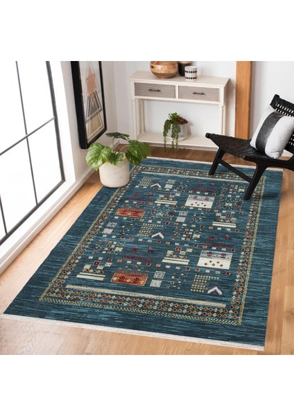 Mavi Etnik Modern Etnik Desenli Halı | Makinada Yıkanabilir | Hav Toz Vermez | Leke Tutmayaz | Kaymaz Taban | Dijital Makine Baskı | Salon Yolluk Mutfak Halısı fırsatları