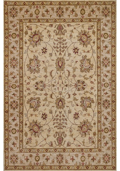 Krem Bordürlü Modern Etnik Desenli Halı | Makinada Yıkanabilir | Hav Toz Vermez | Leke Tutmayaz | Kaymaz Taban | Dijital Makine Baskı | Salon Yolluk Mutfak Halısı